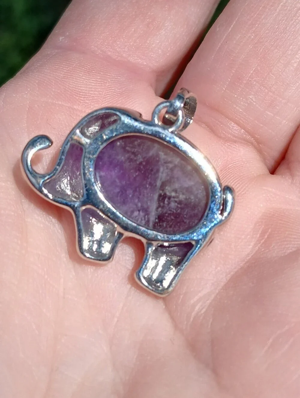 New Amethyst Silver Elephant Pendant.